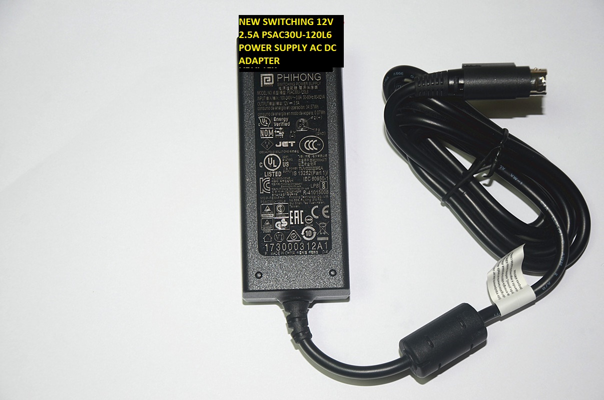 NEW SWITCHING 12V 2.5A PSAC30U-120L6 POWER SUPPLY AC DC ADAPTER Special three needle output interface